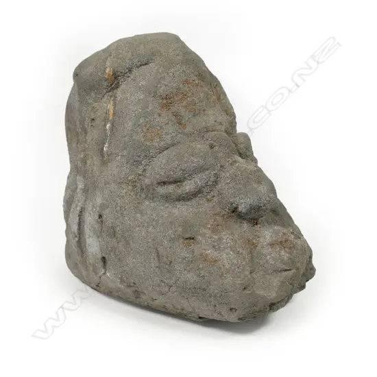A Vanuatu carved stone double Janus head,